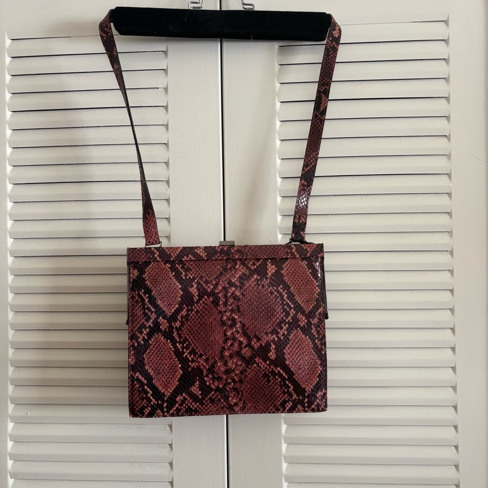 Via Spiga Snakeskin Genuine Leather Bag Vintage Made in Italy - Picture 3 of 10